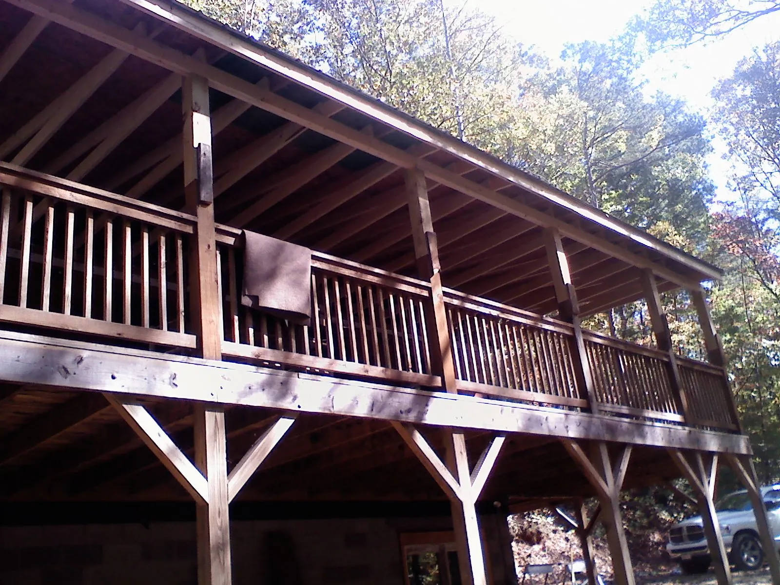 Timber framing under a new elevated porch and deck — Roof Leak Repair in Haskell by Roofing Brothers